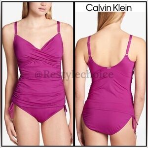 Calvin Klein Swimsuit Tankini Bikini 2 pc Set Sz S Dragon Fruit dft